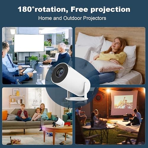 Mini Projector, HY300 PRO Portable Projector, Support 4K 1080P with Dual-Band WIFI6 5G Wireless 5.2 Bluetooth Android 13, 180° Rotatable, Auto Keystone Correction, 35"-130" Screen Video Projector - Image 1