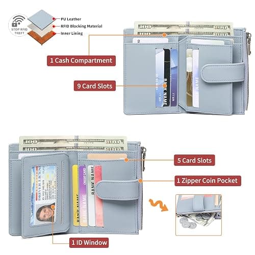 GAEKEAO Womens Wallet Small Leather RFID Blocking Bifold Zipper Pocket Wallet Card Case Purse with ID Window thumbnail 4