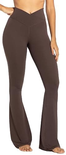 Sunzel Flare Leggings, Crossover Yoga Pants with Tummy Control, High-Waisted and Wide Leg - 30in Inseam - Medium - Black thumbnail 2