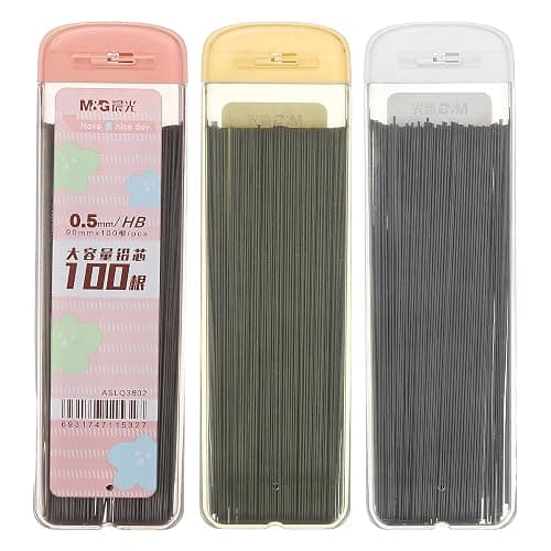 PATIKIL 300Pcs HB Mechanical Pencil Lead, 0.5mm Black Lead Refill Break Resistant Pencil Refills for Writing Office Supplies, White/Yellow/Pink - Image 1