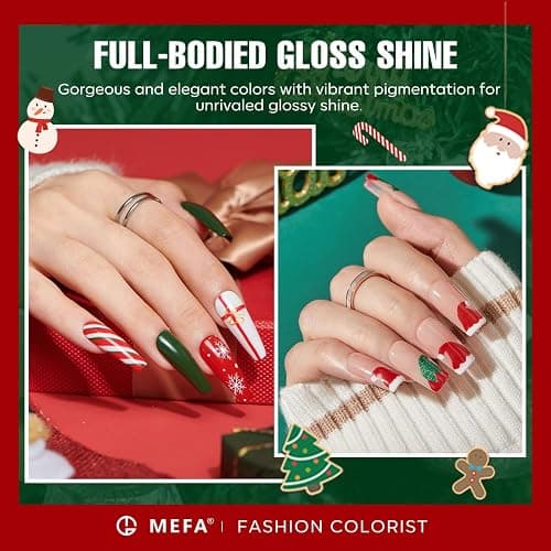 MEFA Christmas Gel Nail Polish Set, 6 Colors Burgundy Red Dark Green Glitter Gel Polish Silver Gold Sparkle Nail Polish Manicure Soak Off Salon Gifts for Women Girl thumbnail 3