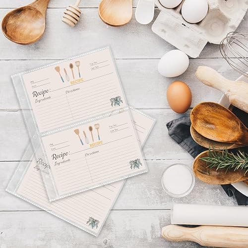 TAOLABV 50 Pack Recipe Card Page Protectors, Page Size 6.8 x 8.7 in | 4x6 in Clear Recipe Card Sleeves, 2 Pockets Per Page, Sheet Protectors for Compact 3 Ring Recipe Binder Refill Pages thumbnail 7
