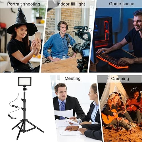Ci-Fotto LED Fotolicht Video Licht 2-Pack, Dimmbare 5600K USB LED-Videoleuchte Dauerlicht die Fotografie mit Stativ und Farbfiltern für Fotostudios, YouTube, TikTok, Videoaufzeichnung, Game-Streaming thumbnail 3
