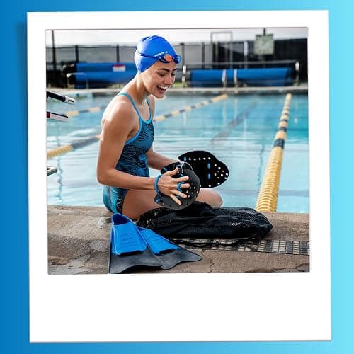 𝗦𝗽𝗼𝗿𝘁𝗶 Power Swim Paddles for Lap Swimming - Adjustable Straps - Lap Swimming Gears - Hand Paddles for Adults & Kids thumbnail 9
