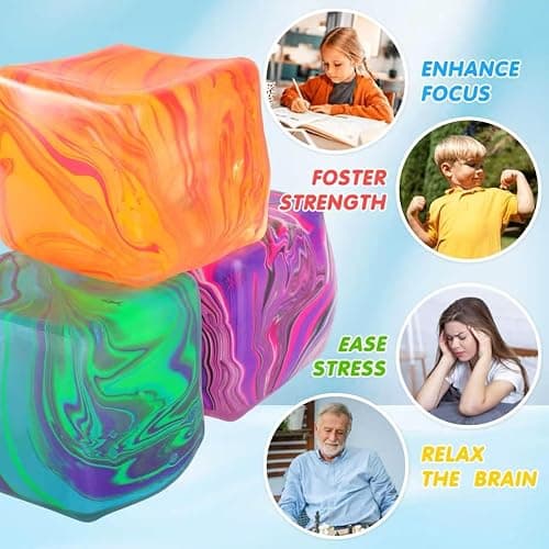 4Pack Fidget Toys Mini Squishy Stress Cube, Stress Balls for Kids, Adults Squishies Anxiety Stress Relief, Ice Squishy Cube Sugar Balls, Sensory Toys for Kids with Autism, Fidgets for Classroom Prize thumbnail 3