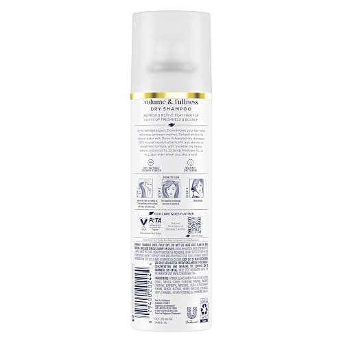 Dove Dry Shampoo Spray, Volume & Fullness, Absorbs Oil to Refresh Hair Without Washing, 5 oz (2-Pack) thumbnail 2