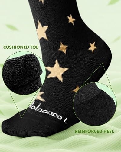 Lalapapa Bamboo Viscose Compression Socks for Women Men 2 Pairs 15-20mmHg Knee High Compression Socks Travel Nurse thumbnail 4