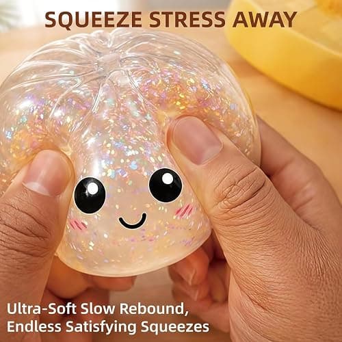 Glitter Dumpling Squishy, Mystery Dumpling Squishy Box, Fidget Sensory Stress Ball for Adults & Teens, Squeeze Stress Relief Toy, Easter Basket Stuffers & Stocking Stuffers (Glitter White) thumbnail 7