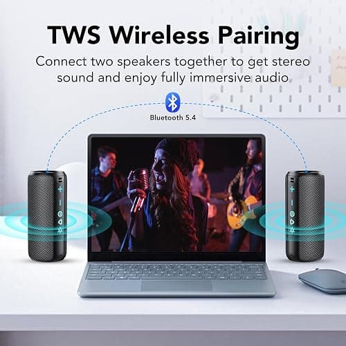 TIMU Cassa Bluetooth Portatile Potente 24W, Altoparlante Bluetooth 5.4 con Miglioramento Basso 3.0, IPX7 Speaker BluetoothAccoppiamento TWS thumbnail 6