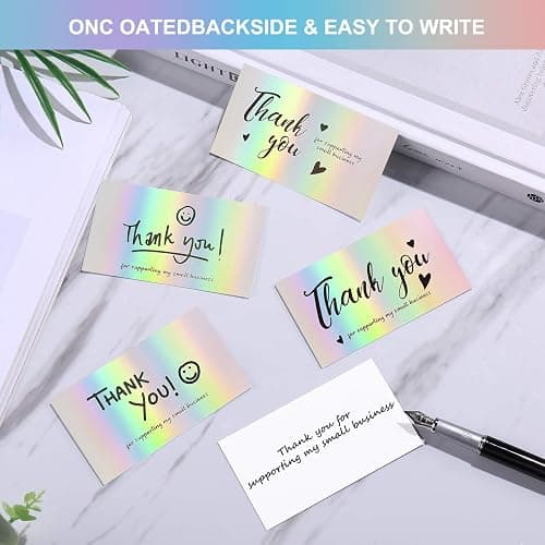 FZR Legend 120Pcs Thank You Cards Small Business, Mini 6 Styles Thank You for Supporting Cards Notes Shopping Holographic Thanks Greeting Cards for Retail Store Owner Goods Customer 2x3.5 Inch thumbnail 5