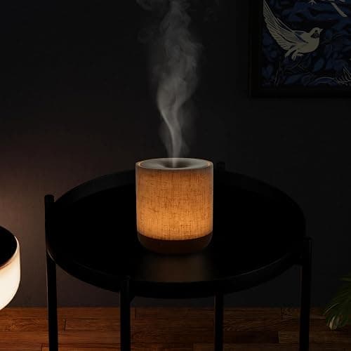Zen’Arôme Diffuseur Ultrasonique Alesia – Diffusion Huile Essentielle à Froid Aromathérapie – Design Original, Coque en Toile de Lin et Revêtement Couleur Bois – Diffusion + Éclairage Personnalisables thumbnail 9