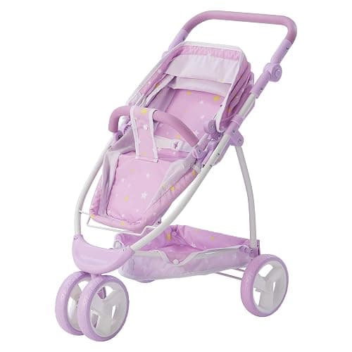 Olivia's Little World - Play Baby Doll Bassinet Stroller for Toddler, Baby Doll Pram Stroller Buggy for 3+ Year Old Girls, Twinkle Stars Princess 2-in-1 Baby Doll Stroller for Kids - Purple thumbnail 6