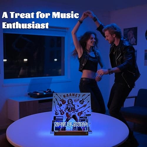 OkiyiD Light Up Now Playing Vinyl Record Stand, Record Holder Stand Display Decor, LED Wooden Base 16 Color Changing with Remote Control,Vinyl Album Storage Gifts for Music Lovers Room Decor thumbnail 7