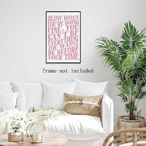 Pink Wall Art Trendy Decor Pop Music Vienna Lyrics Poster Canvas Print Slow Down Your Doing Fine Daily Reminder Positive Affirmations Maximalist Aesthetic for Bedroom Dorm 8x12inch Unframed thumbnail 4