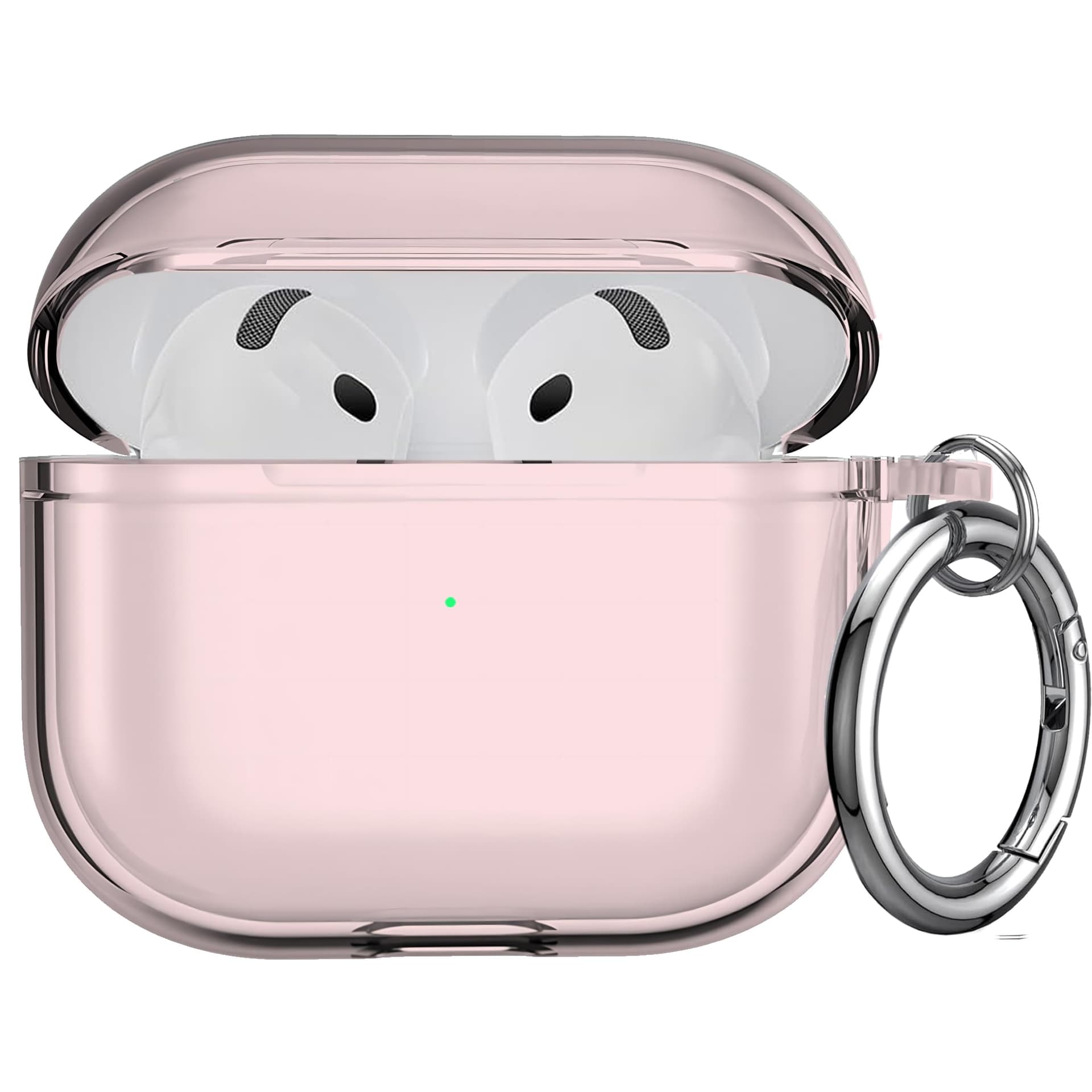 USTIYA Case for Apple AirPods 4 Cover AirPods4 2024 Shock-Absorption Transparent TPU Thickening (Pink/Red) - Image 1