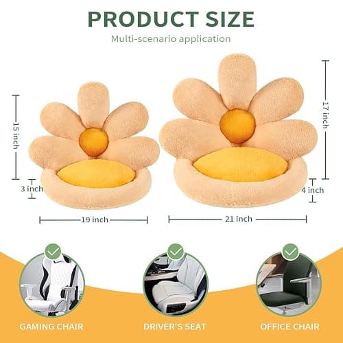 Ditucu Flower Shape Chair Pillow Cute Seat Cushion 19 inch Comfy Lazy Sofa Floor Pillows Dorm Seating for Bedroom Decor Orange thumbnail 3