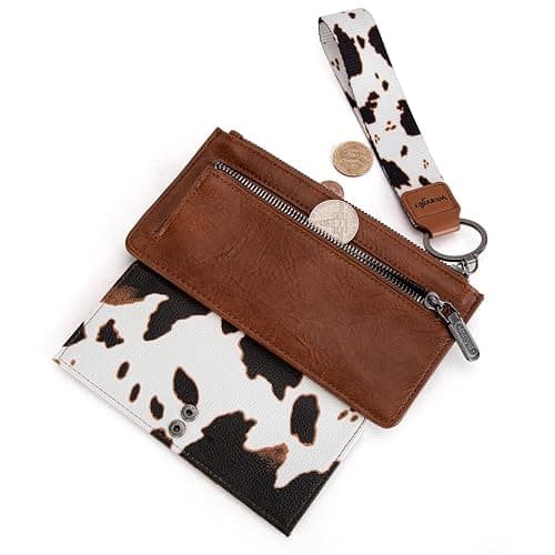 Montana West X Wrangler Cow Print Wallet for Women Ladies Female Card Cases & Money Organizers Wristlet with Wallet Large Clutch with Coin Purse Smooth Zipper and Rfid Lining thumbnail 4