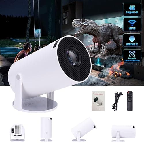 HOSO Projector, with WiFi and Bluetooth, 1080P Mini Portable Outdoor Movie Projector, Auto Keystone, 300 ANSI, 260 Degree Rotation, Android 12 Compatible with Video Games, HDMI, USB, Smartphone thumbnail 5