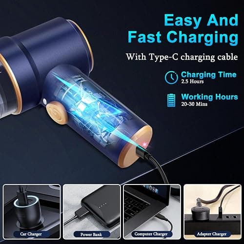 KMM Handheld Car Vacuum Cleaner, 9000Pa Vacuum Cleaner and Air Duster, 120W High Power Hand Held Vacuum with LED Light and Multi-Nozzles for Car, Home, Office, Pet thumbnail 4