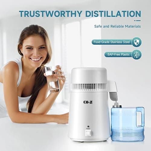 CO-Z Distilled Water Maker, 1 Gallon Water Distiller, 4L Home Countertop Water Distiller Machine, Table Desktop Water Distill Distilling Purifier Purification Filter, Home Pure Clean Water Device thumbnail 2
