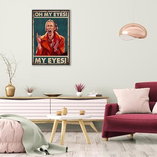 Funny Screaming Woman Quote Wall Art Trendy Oh My Eyes Bathroom Canvas Posters Whimsical Crazy Quirky Humor Prints Painting For Living Room Bathroom Restroom Wall Decor 12x16in Unframed thumbnail 7
