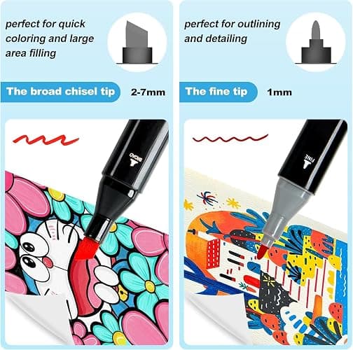 DRAWNICEST 80 Colors Alcohol Markers, Dual Tip Permanent Art Markers with Black Suitcase, For Adults Coloring, Sketching, Card Making and DIY Patinting thumbnail 3