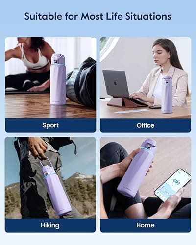 WaterH BOOST Smart Water Bottle Tracker with Reminder to Drink Water, 32oz | Double Wall Vacuum Insulated Stainless Steel, BPA-Free, Leakproof, Smart App Tracking, Travel-Friendly Wide Mouth for Office thumbnail 8