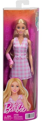 Barbie Fashionistas Doll #243 with Blonde Hair and Pink Arm Cast Accessory, Wearing Plaid Top and Skirt with Pink Loafers thumbnail 6