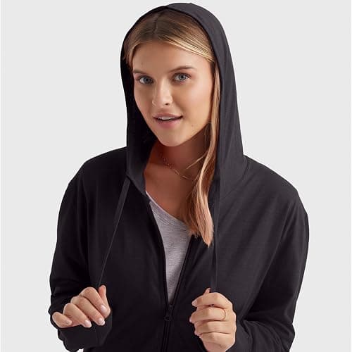 Hanes Women’s Slub Knit Full-Zip Hoodie, Textured Cotton Zip-Up T-Shirt Hoodie for Women thumbnail 4