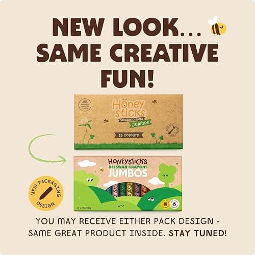 Honeysticks Jumbo Crayons (16 Pack) - Non Toxic Crayons, 100% Pure Beeswax | Natural Beeswax and Food Grade Colors, Large Size - Easy to Hold and Use, Preschool Art Supplies for Toddlers, Kids 3-5, 4-9 thumbnail 6