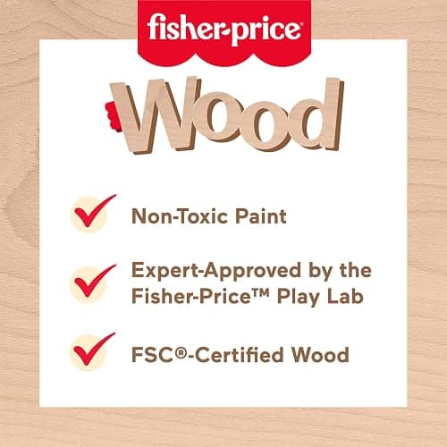 Fisher-Price Wood Pretend Play Toy Picnic Basket, 31-Piece Wooden Food Playset for Preschool Kids Ages 3+ Years thumbnail 4