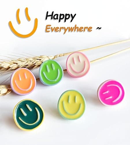 24 Smiley Face Decorative Push Pins, Cute Bulletin Board Push Pins, Thumbtacks for Cork Boards, Office Organization, or Home Décor (24-Colourful) thumbnail 4