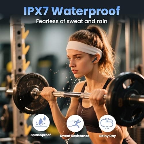 Haqquio Wireless Earbuds, Bluetooth Headphones with Deep Bass Stereo, 48H Playback Ear Buds with LED Power Display, Lightweight, IPX7, in-Ear Earphones with Mic for iPhone/Android/iPad, Black thumbnail 8