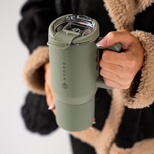 HydroJug Coffee Traveler 20 oz - Leak-Resistant, Ceramic-Lined Insulated Travel Coffee Mug for Hot or Cold Drinks with Flip Lid & Handle, Dishwasher Safe Coffee Tumbler, Courtyard thumbnail 2