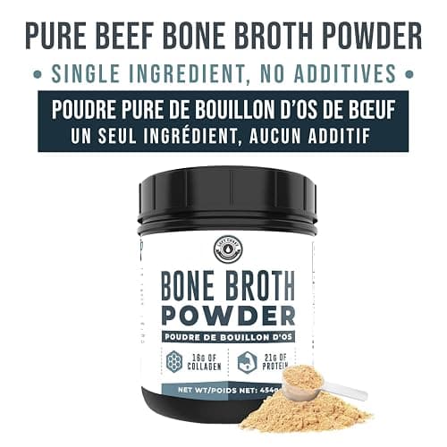 Bone Broth Powder - Grass Fed Bone Broth Powder with Protein [21g per serving] and Collagen [16g per serving]. Keto, Paleo, Dairy Free, Non-GMO thumbnail 3