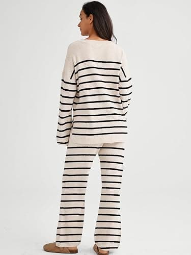 LILLUSORY Women's 2 Piece Lounge Sets Oversized Slouchy Matching Cozy Knit Sets thumbnail 4
