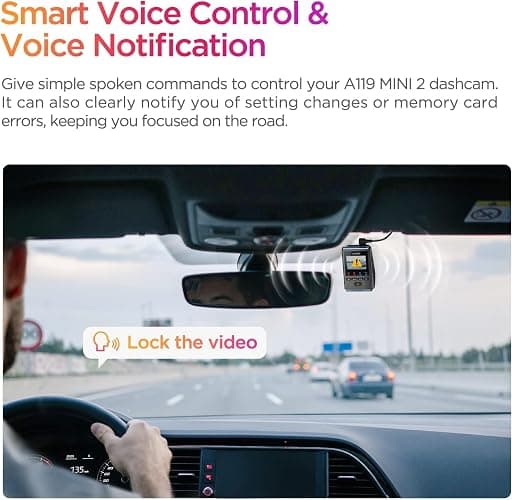 VIOFO Dash Cam A119 Mini 2, STARVIS 2 Sensor, 2K 60fps/HDR 30fps Voice Control Car Dash Camera with 5GHz Wi-Fi GPS, Night Vision 2.0, 24H Parking Mode, Supercapacitor, Support 512GB Max thumbnail 7