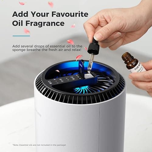 AROEVE Air Purifiers for Bedroom Home, 3 Layer Filter for Smoke Pollen Allergies Pet Dander Odor, Sleep Mode for Better Sleep, Energy Saving, 3 Speeds, Timer for Office, Dorm, Kitchen, MK01, White thumbnail 6