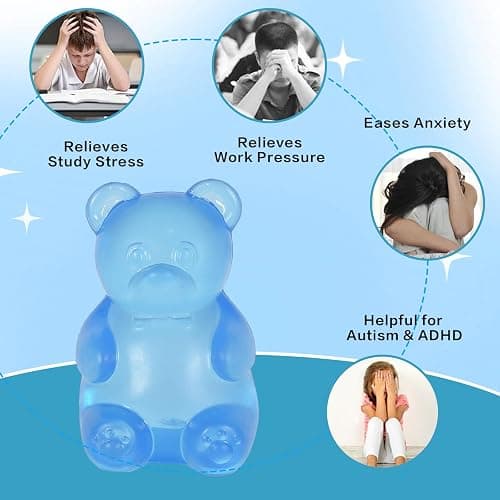 Gummy Bear Squishy Toy for Kids Ages 3+ & Adults, Slow Rising Squeeze Bear, Soft High-Density Handheld Sensory Toy, Cute Party Favor, Classroom Prize & Desk Toy (Blue) thumbnail 4