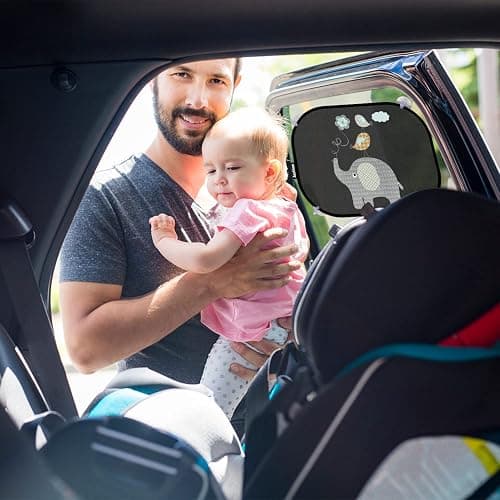 Asstikoo Auto Sonnenschutz Baby mit UV Schutz, 45x35.5cm Sonnenblende mit 8 Saugnäpfen, Autofenster Sonnenschutz für Kinder mit süßen Tier Motiven-2er Set - Schwarz thumbnail 6
