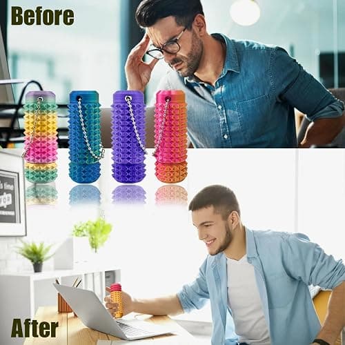 2Pcs Upgrade Little Pain Ouchies Pain Stim Fidget, 3D Printed Fidget Toys Anxiety Relief Items, Rotatable Grippie Stim Keychain, Stim Toys for Autistic Adults, Hard Spiky Sensory Toys, Easter Gifts thumbnail 2