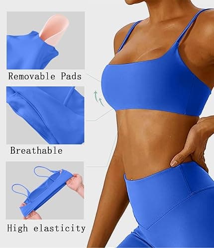 Comper Women's Sports Bra with Thin Straps Stretchy Wirefree Workout Bras Lightweight Workouts Bralette with Removable Pads thumbnail 5