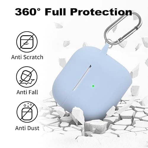 Woyinger for Airpods 4th Case Cover, Soft Silicone Case with Cleaner Kit, Keychain, Full Protection for Men and Women, Compatible with AirPods 4th Generation (Lilac) - AirPods 4 Case - A2-Sky Blue thumbnail 4