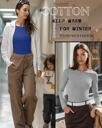 Neer 3 Pack Womens Underscrub Shirts Long Sleeve Crewneck Tops Fitted Layering Clothes Comfort Knit Tops for Nurse thumbnail 5
