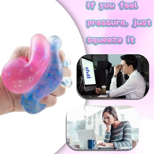 2 Packs Squishy Drop Stress Balls for Adults Fidget Toys Adults, Fidgets Silicone Sensory Toys for Kids Autism, ADHD, Sensory Stress Relief Toys Birthday Day Gifts (Blue Pink) thumbnail 5