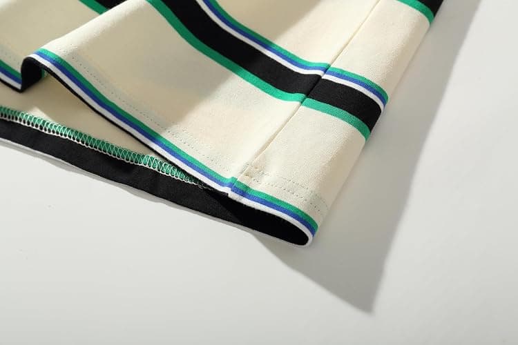 KLIEGOU Men's Fashion Loose Fit Crewneck Stripe T-Shirt thumbnail 7