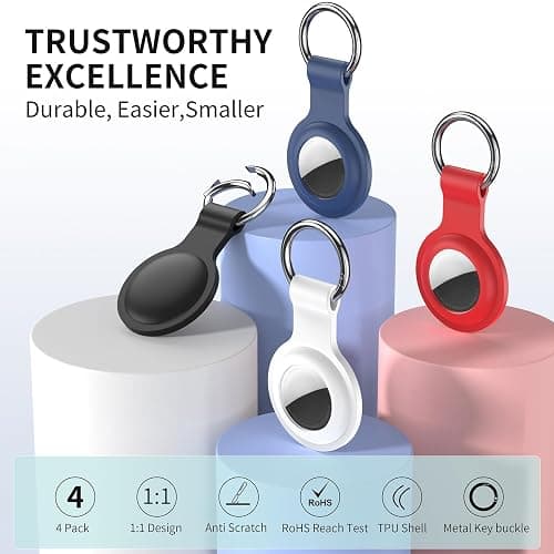 Compatible with AirTag Holder Case Keychain 4 Pack,Silicone for Air Tags Key Chain Ring Case Cover for Air Tag Holder GPS Tracker Item Air Tags Finders Accessories Air Tagholder for Kids,Bags,Luggages thumbnail 2