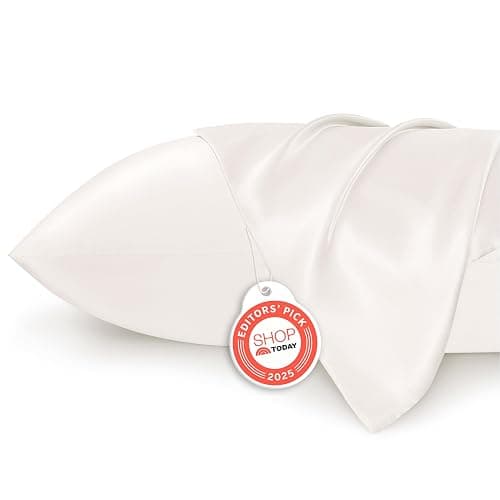 Bedsure Satin Pillowcase 2 Pack Similar to Silk Pillow Cases Standard Size, Pillow Case for Sleeping Women with Envelope Closure, Gifts for Women Men, Ivory, 20x26 Inches, 2pcs - Image 1
