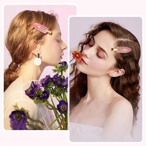 KesaPlan 10PCS No Bend Hair Clips, Pink No Crease Hair Clips for Styling, Acrylic Resin Flat Duckbill Clips, Seamless Bang Hair Barrette for Women Girls Makeup Hairstyle Accessories thumbnail 4