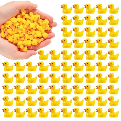 HEQU 100 Pcs Mini Resin Ducks, Tiny Miniature Ducks for Family Crafts Aquarium Garden Landscape Dollhouse Ornament Potted Decorations DIY - Image 1